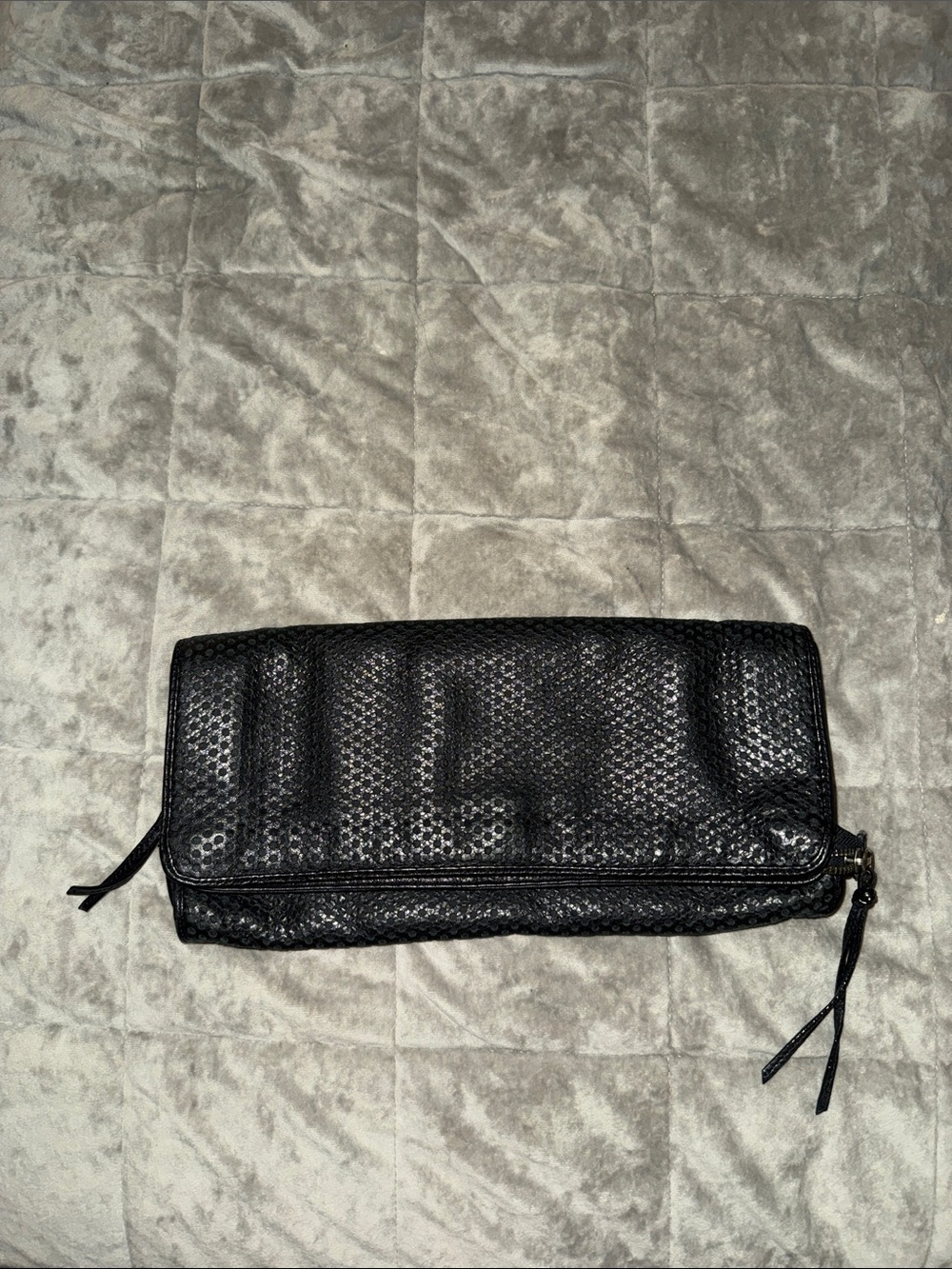 Michael Stars Black Textured Fold-Over Clutch